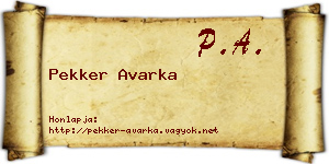 Pekker Avarka névjegykártya